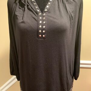 Rafaella Black Studded Blouse
